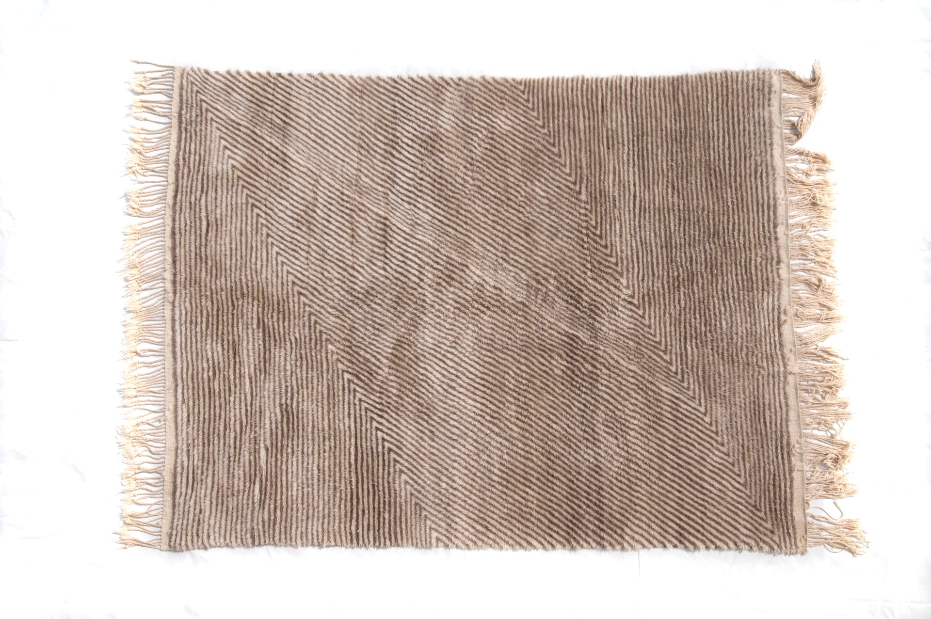 Natural Beige Shag Moroccan Artisan Rug